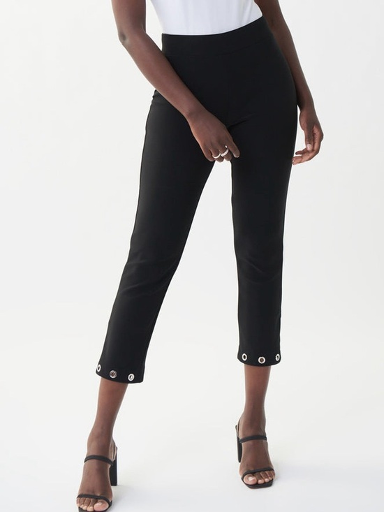 Joseph Ribkoff Pants - Joseph Ribkoff Eyelet Hem Stretch Knit Pants Black • US Size 8 • Style 222132